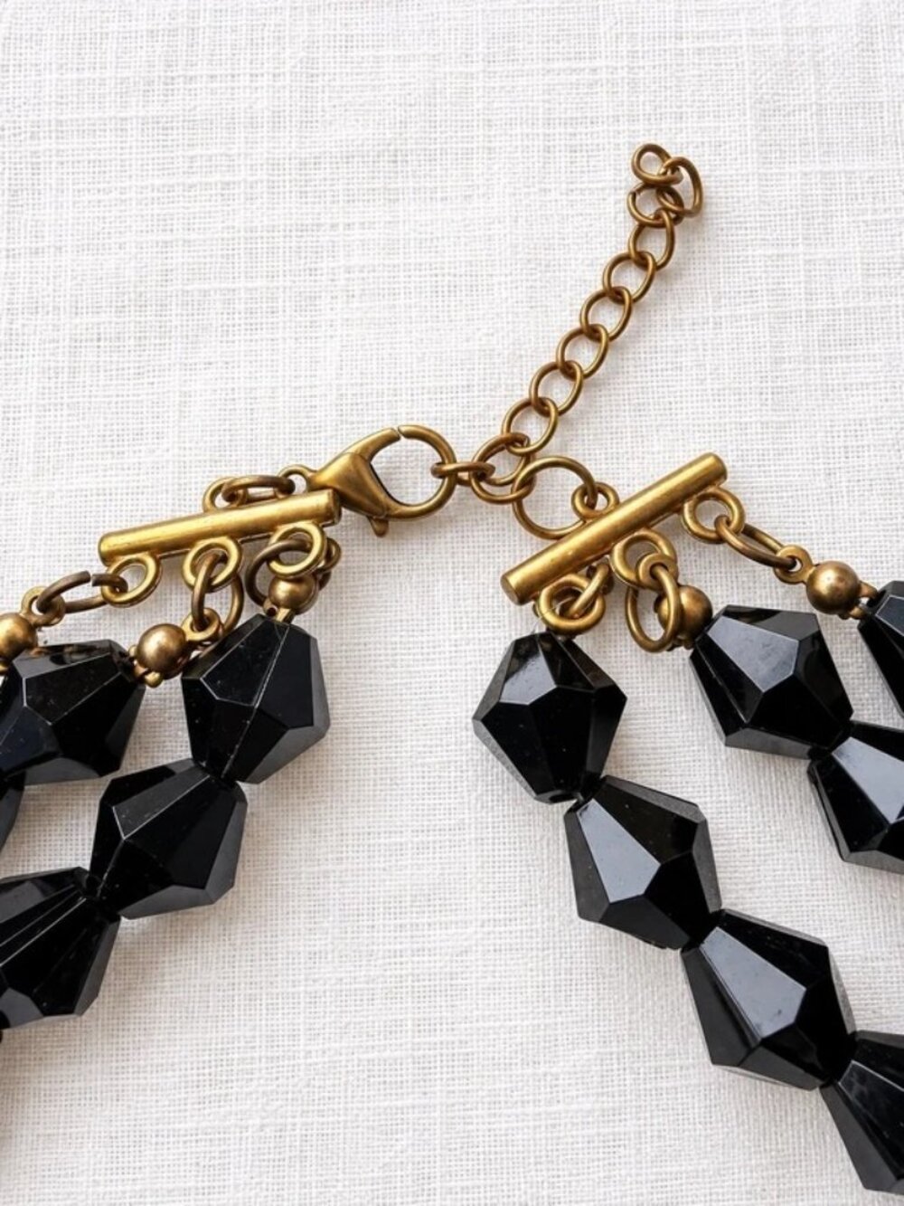 Vintage 1980s Black Faceted Acrylic Multi-Strand Statement Necklace - Picture 5 of 8